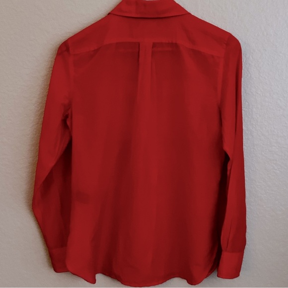 Lauren Ralph Lauren Orange Long Sleeve Cotton/Silk Button Down Shirt - Picture 3 of 8